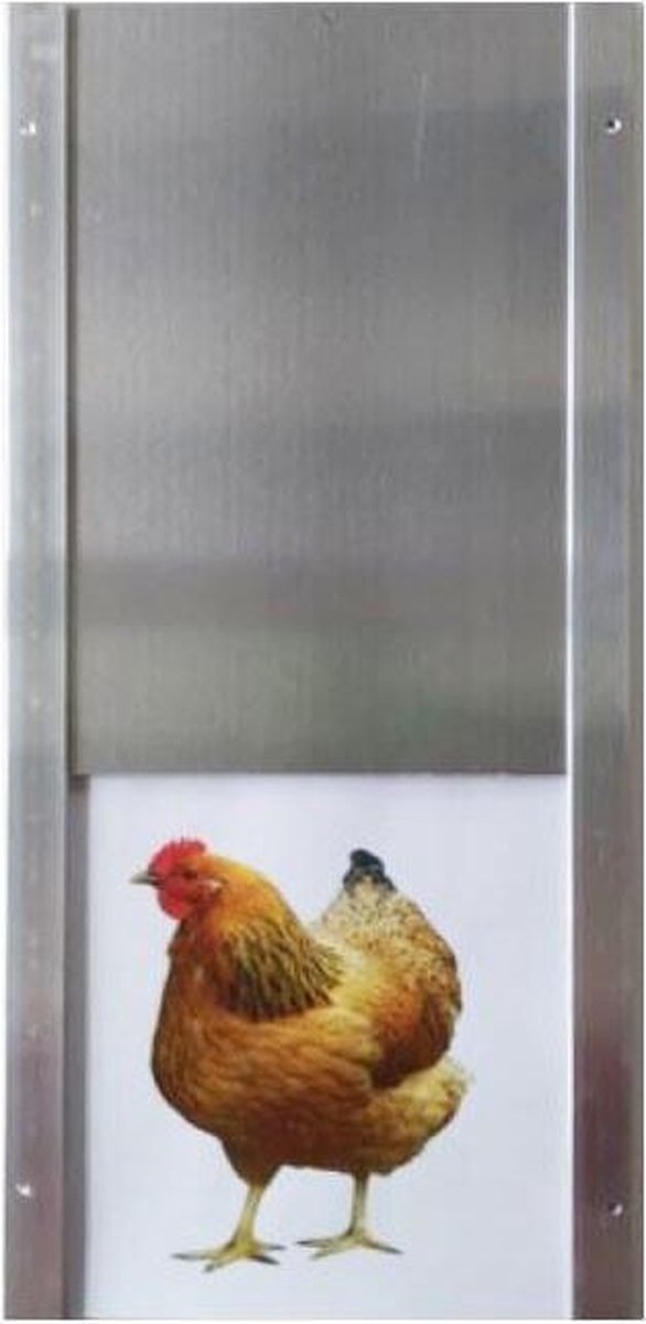 Aluminium kippenluik met rails - 23 x 34 cm