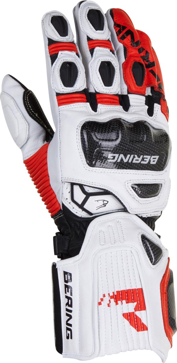 Bering Steel-R Black Red Motorcycle Gloves T9