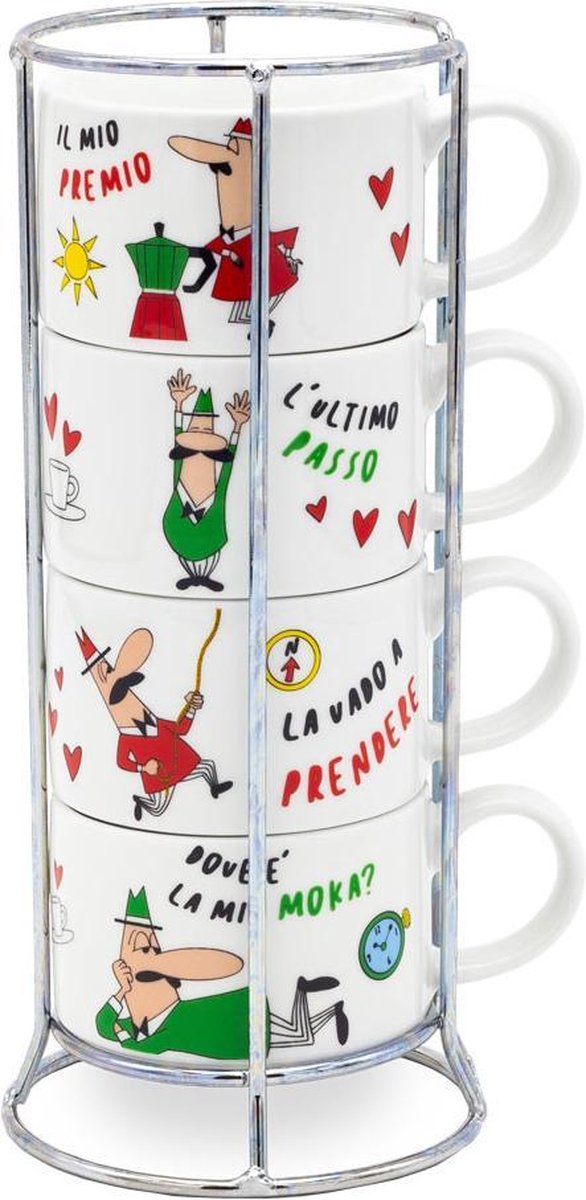Bialetti Impilabili Cappuccino / koffie kopjes in rek 4 stuks