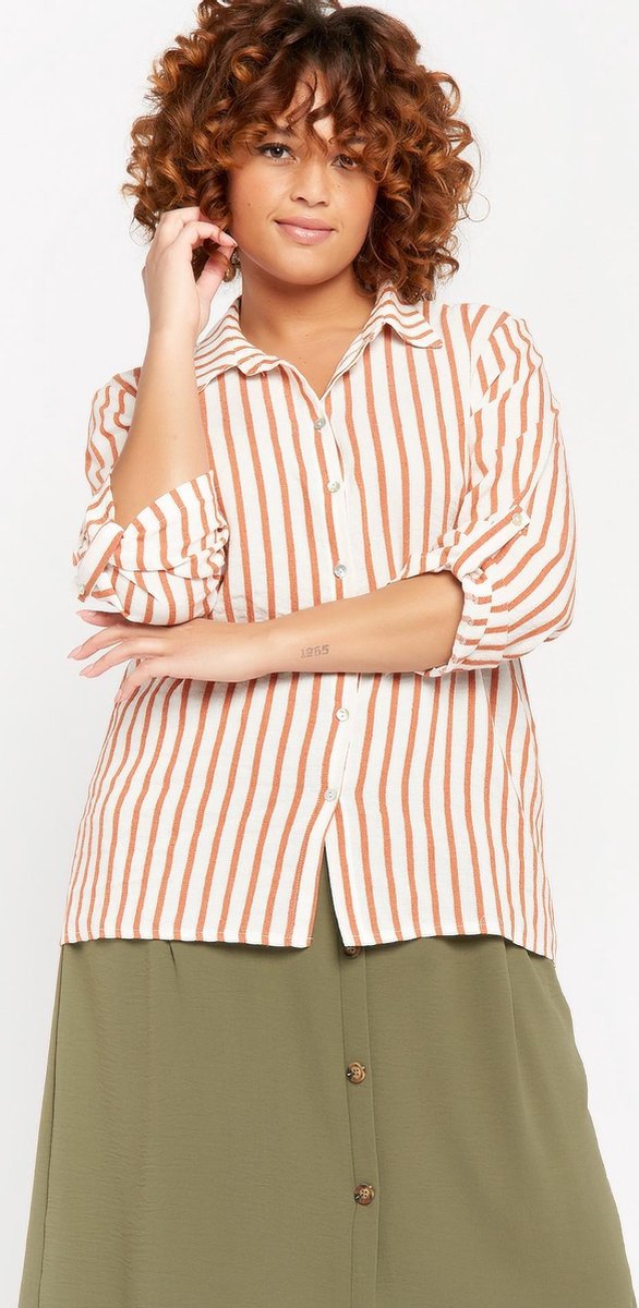 Linnen blouse met strepen - Wit