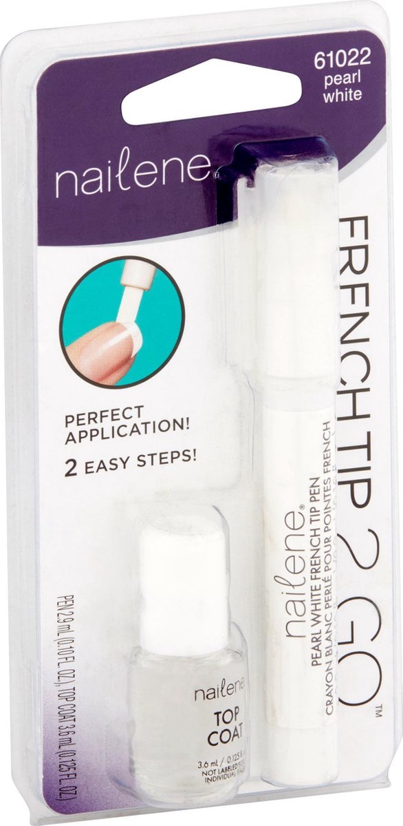 Nailene French Tip Pin 2 Go Pearl White+ Top Coat 61022