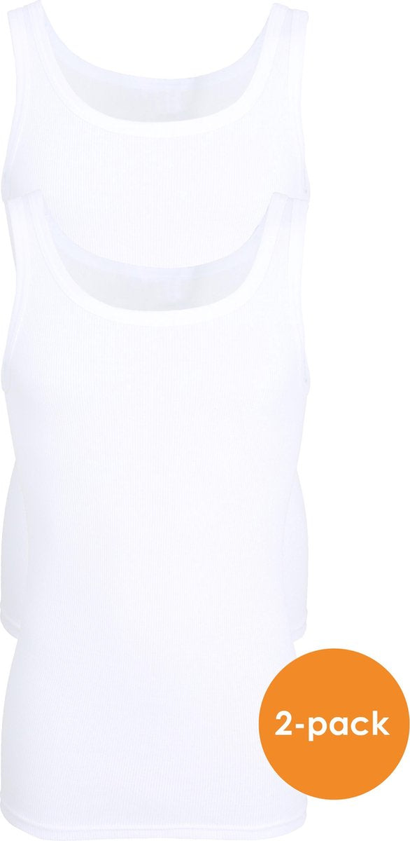 Ceceba heren singlets dubbelrib regular fit (2-pack) - wit -  Maat: 3XL