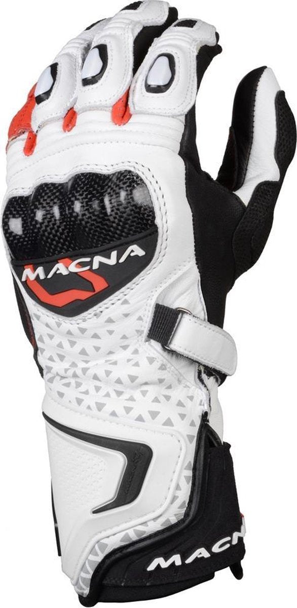 Macna Track R White Black Red Motorcycle Gloves  2XL