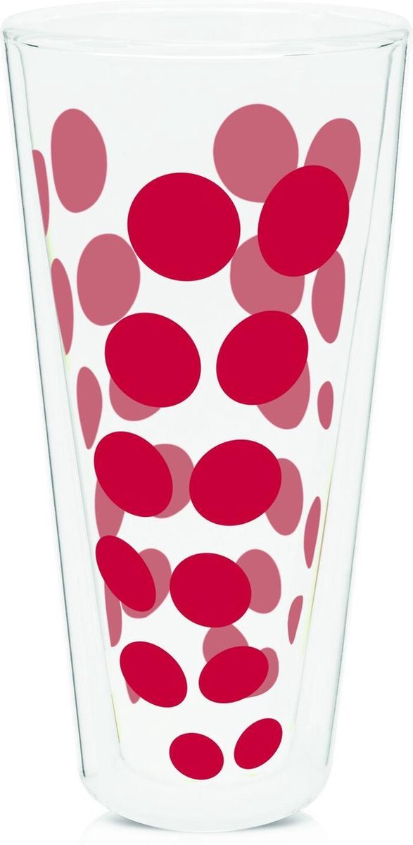 Zak!Designs Dotdot Latte macchiatoglas - Dubbelwandig - 40 cl - Rood