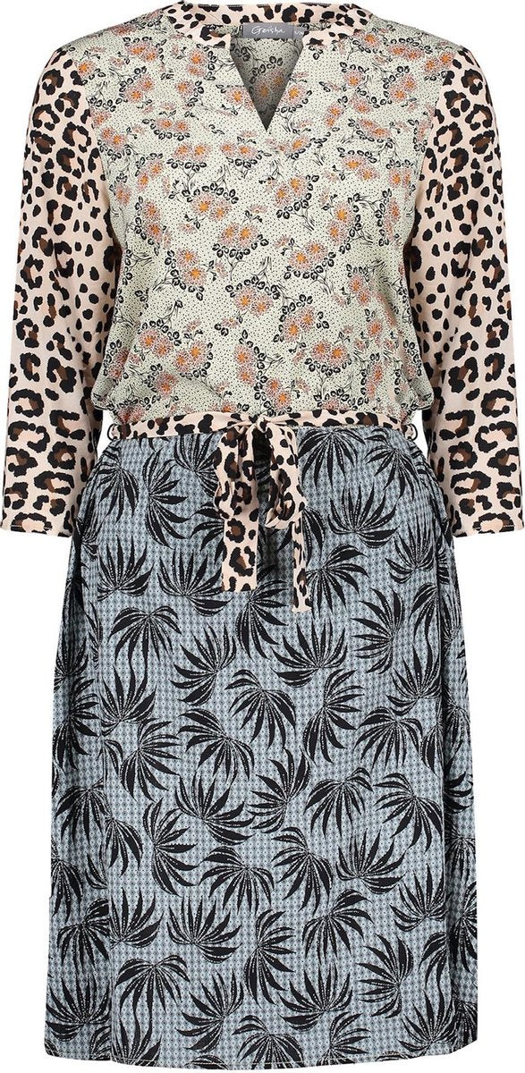 Geisha Jurk Contrast Prints Bow belt M