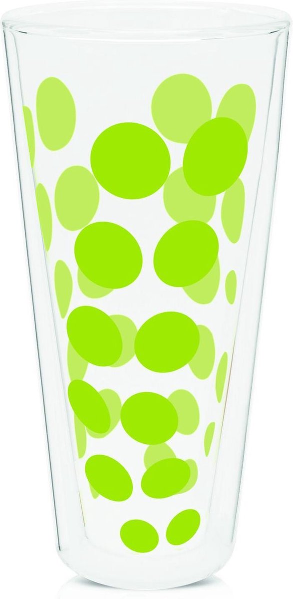 Zak!Designs Dotdot Latte macchiatoglas - Dubbelwandig - 40 cl - Groen
