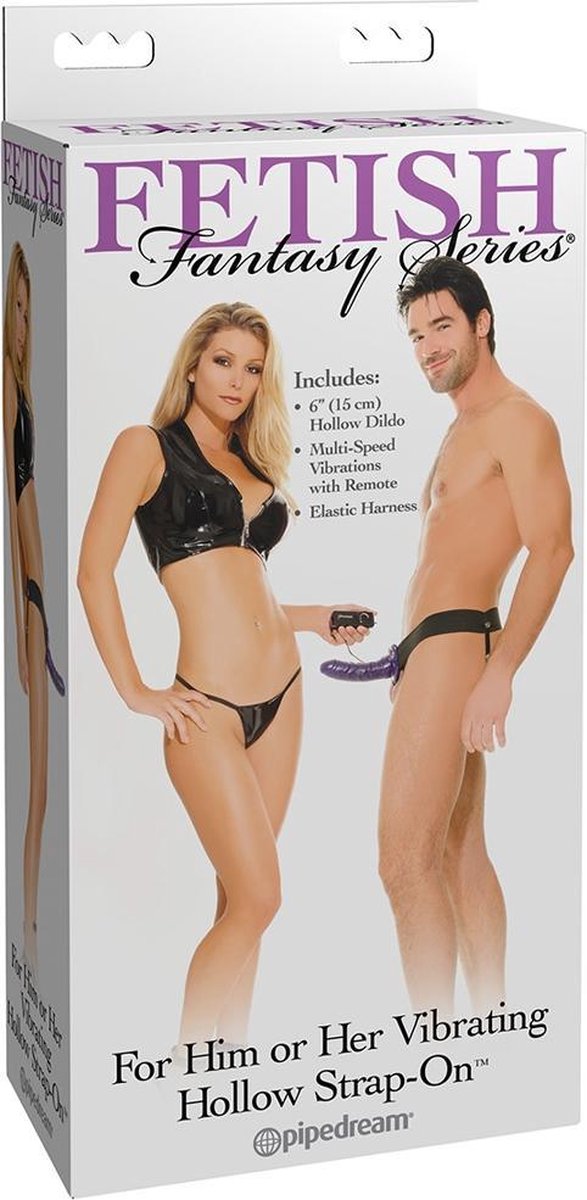 For Him or Her Vibrating Hollow Strap-On - Purple - Strap On Dildos - Strap On Vibrators