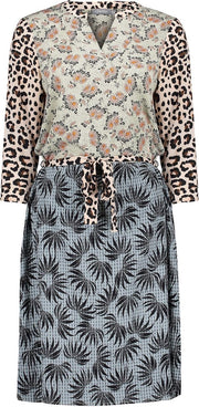 Geisha Jurk Contrast Prints Bow belt S