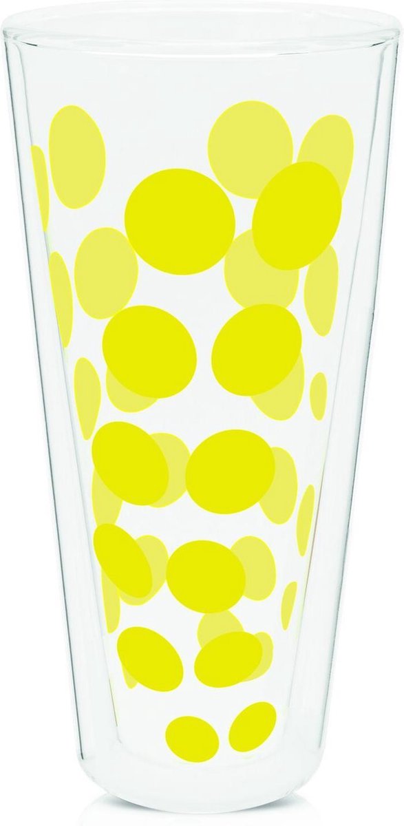 Zak!Designs Dotdot Latte macchiatoglas - Dubbelwandig - 40 cl - Geel