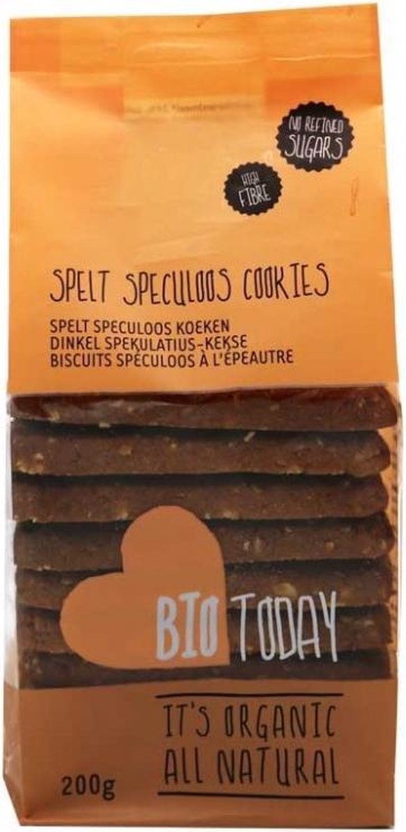 BioToday Biologische Verantwoorde Spelt speculoos koeken (Doos van 10 verpakkingen van 200 gram)