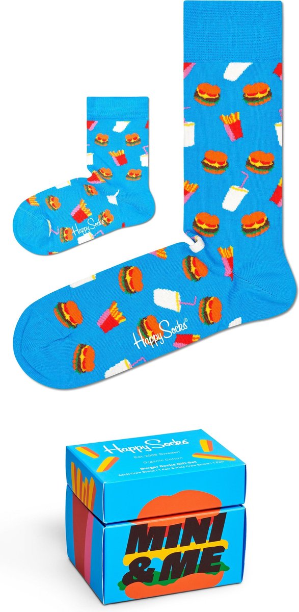 Happy Socks XKMIM02-6000 Mini Me Hamburger 2-pack Gift Box - Maat 36/2-3Y