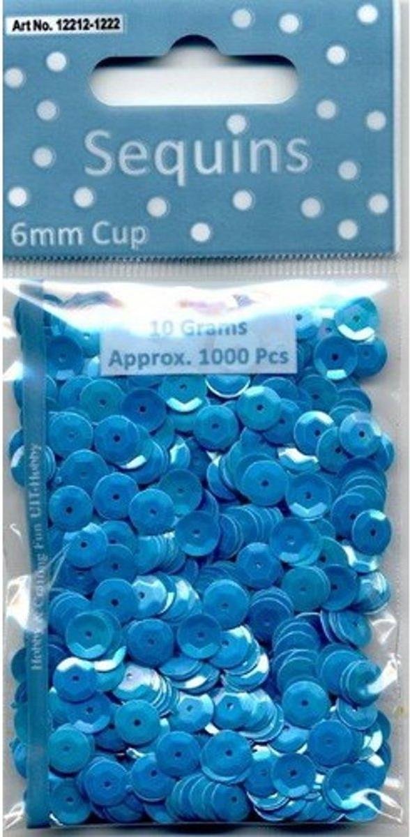Pailletten facon AB kleur baby blauw 6 mm 10 GR 12212-1222. 4 ZAKJES a 1000 STUKS.