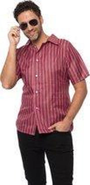Luxe Retro Blouse Heren| 2XL | Rood |  70's Shirt Mannen | Carnaval| Disco Blouse