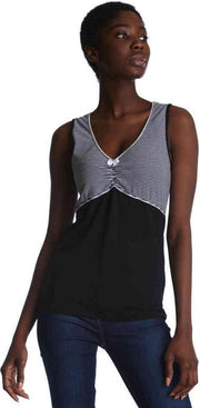 Pussy Deluxe Mouwloze top -S- Mini Stripes Zwart