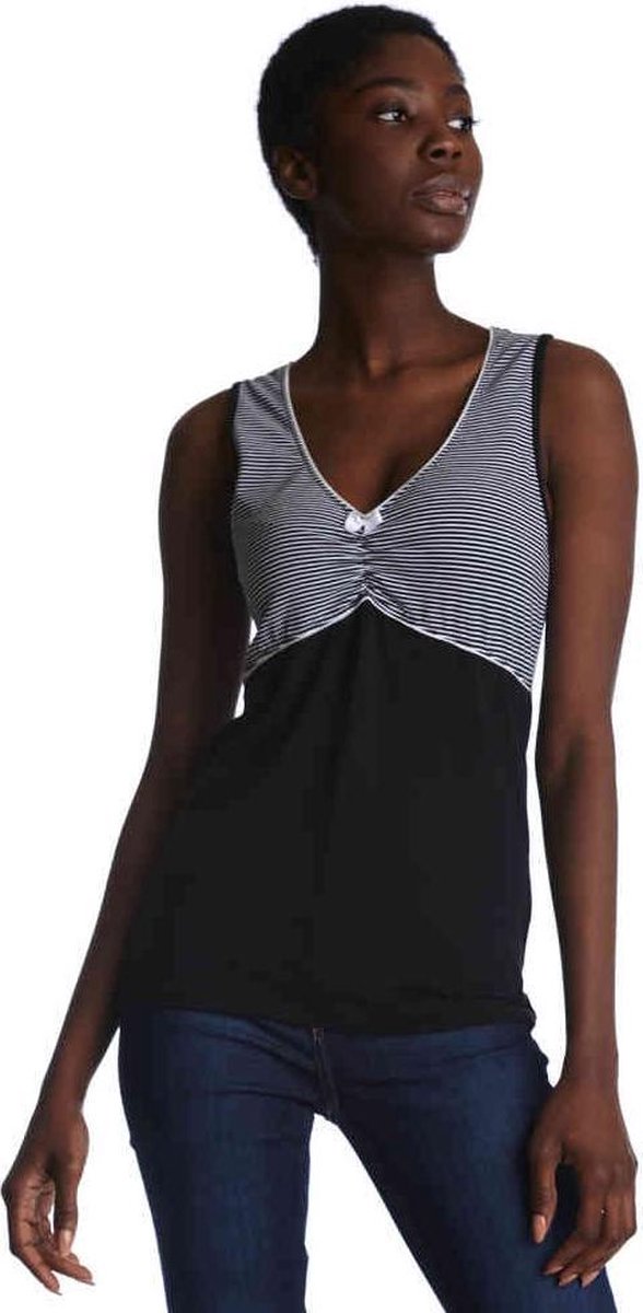 Pussy Deluxe Mouwloze top -S- Mini Stripes Zwart