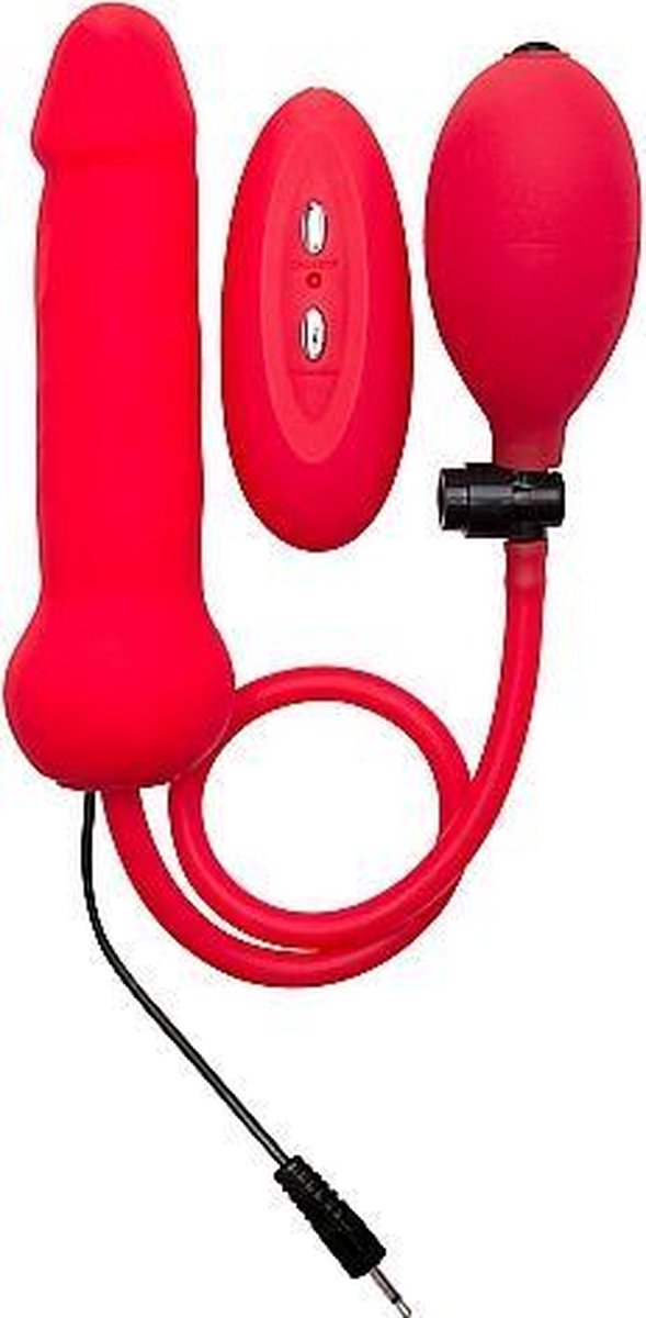 Inflatable Vibrating Silicone Dong - Red