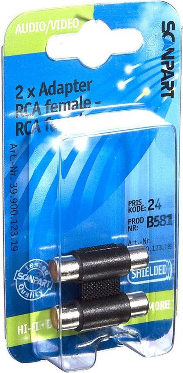 Bandridge Stereo RCA Coupler 2x RCA Zwart