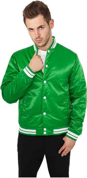 Urban Classics College jacket -S- Shiny Groen/Wit
