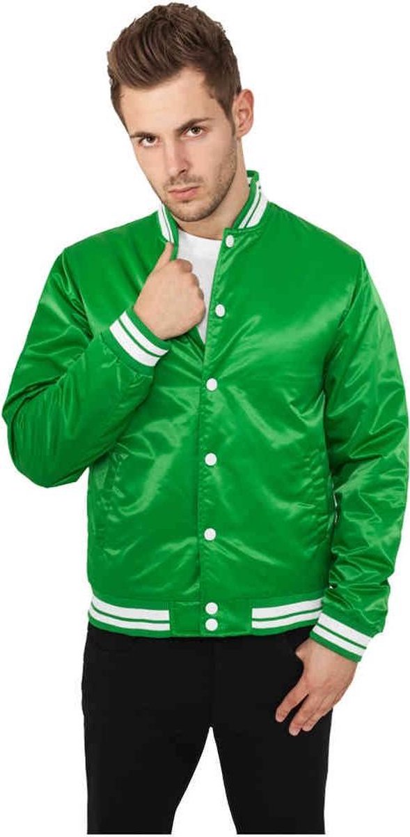Urban Classics College jacket -S- Shiny Groen/Wit
