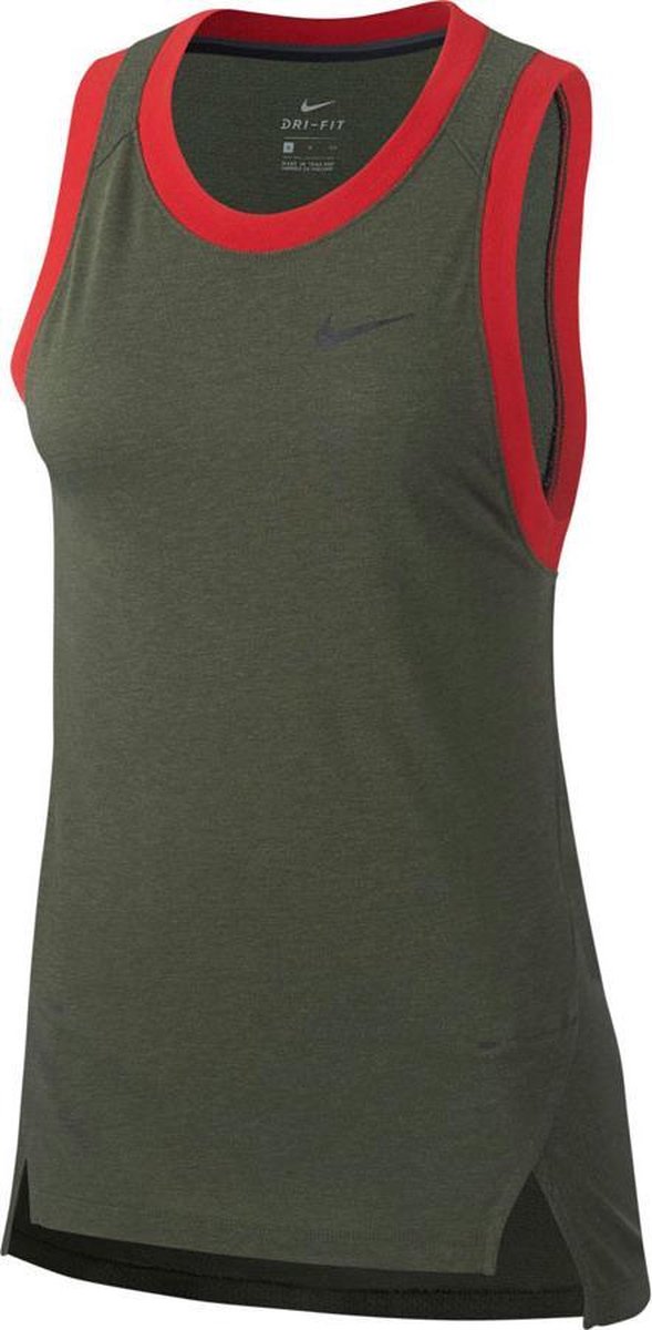 Nike Elite Dames Basketball Tank Top Khaki Dri-Fit Kledingmaat : L