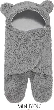 Babyslaapzak - zachte grijze teddy beer Inbakerdoek newborn - 0-1 mnd