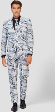 Opposuits Verkleedpak Telegraph Heren Polyester Zwart/wit Maat 52