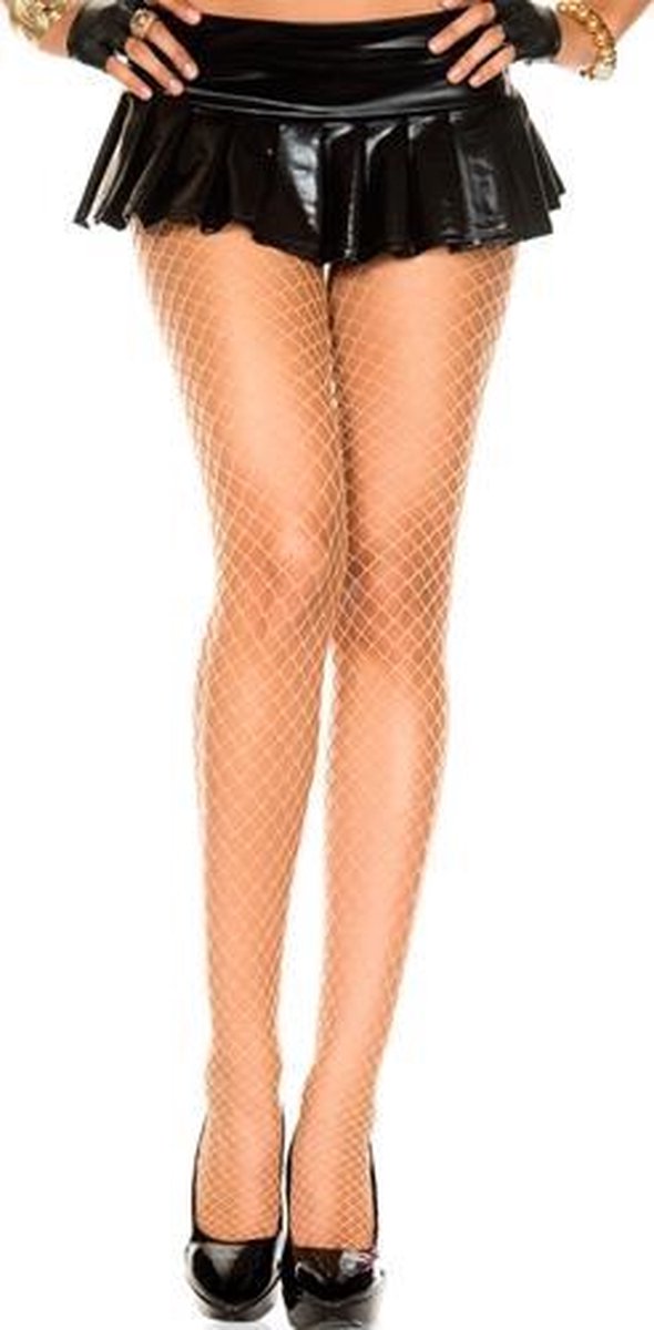 Music Legs – Mini Netstof Panty met Diamanten Patronen voor een Goede Eerste Indruk – Maat One Size - Beige