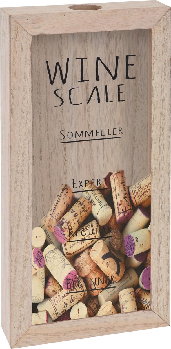 Wijn kurkhouder meter - hout - 15x4x30cm - kurk - wijn - Wandmontage