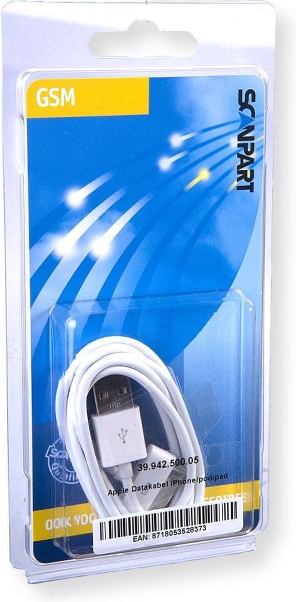 Xccess Data Cable Apple iPhone 3G(s)/4(s)/iPad 2/3/4 White Bulk