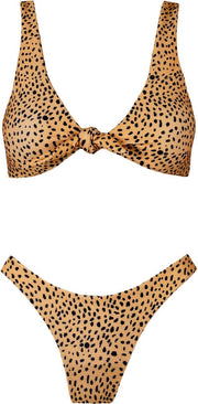 Dots print knot bikini