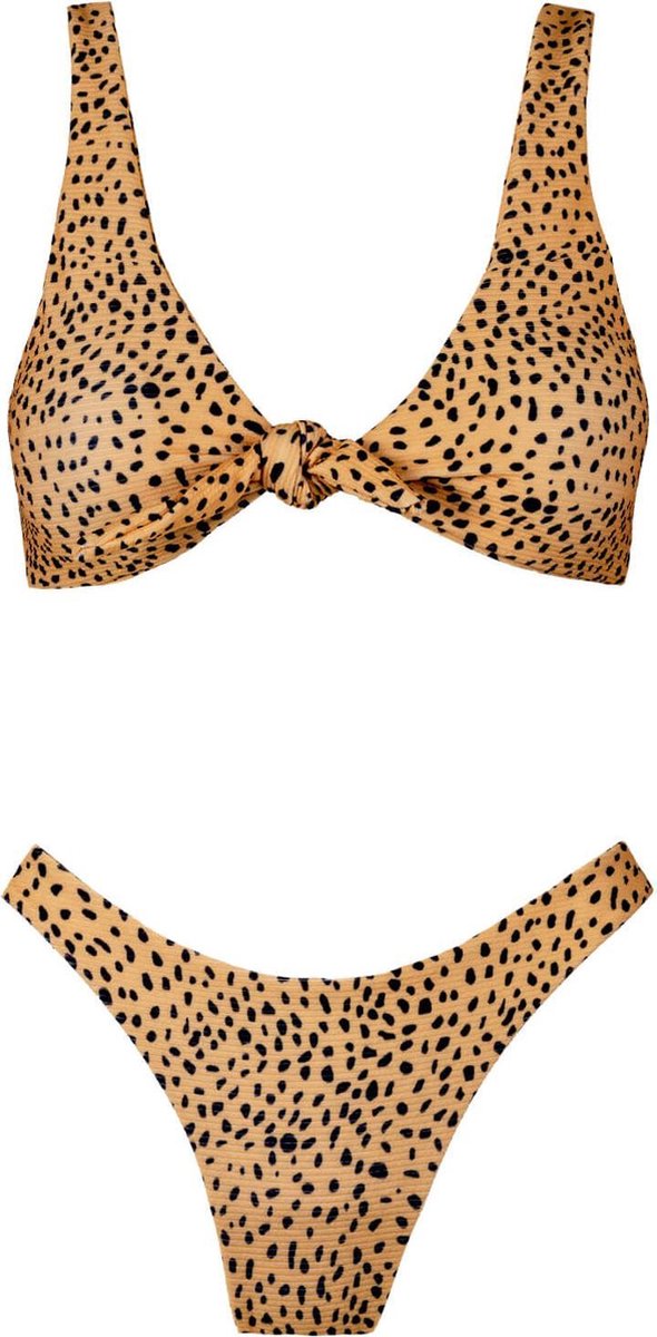 Dots print knot bikini