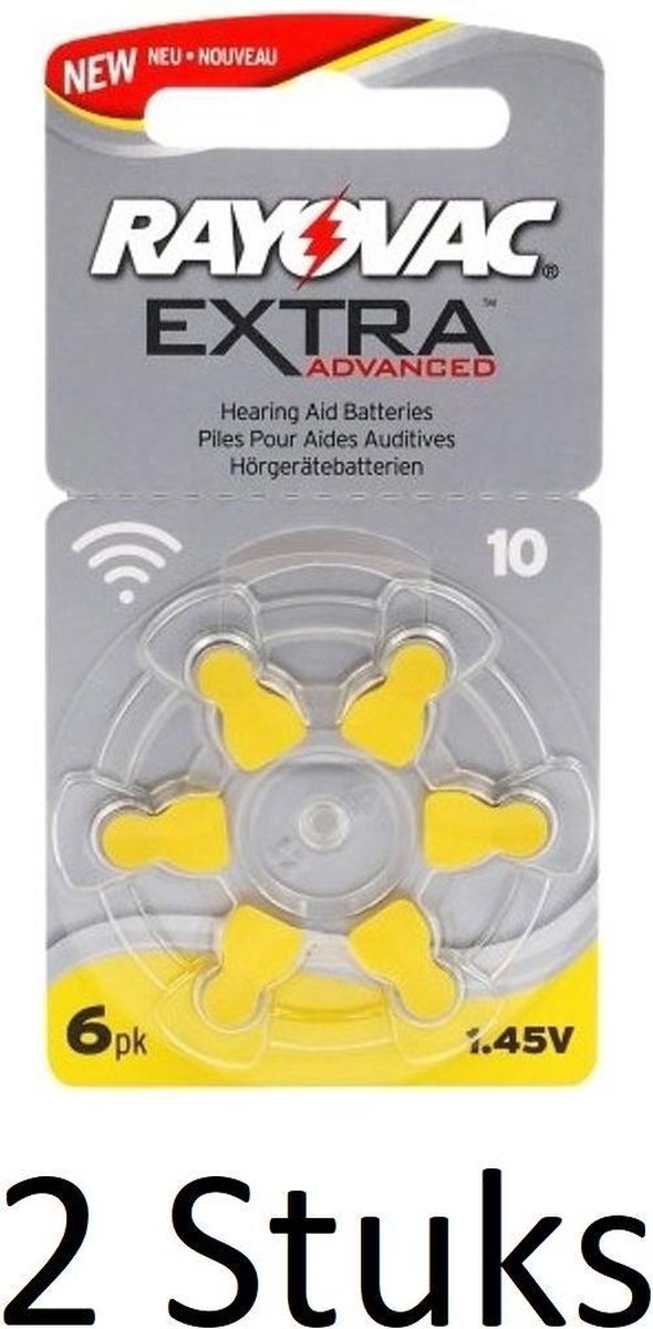 12 Stuks (2 Blisters a 6St) - Rayovac Extra Advanced 10MF Hg 0% Gehoorapparaat batterijen 1.45V