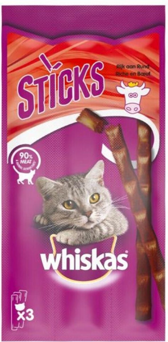 Whiskas snack sticks rijk aan kip 18 gr