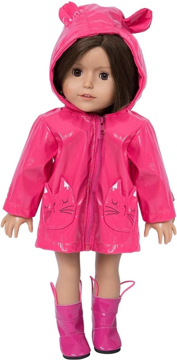 Dolls Pink Raincoat Set - Regenjas met Laarzen voor 46cm Pop