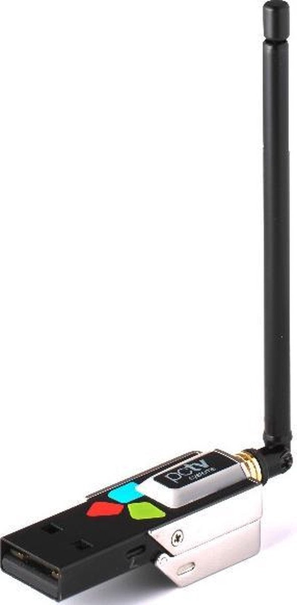 DVB-T TV-tuner + teletekst  Mini ontwerp afm. 36x16x6mm geheel van staal. Incl. mini telescoop antenne. USB