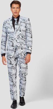 Opposuits Verkleedpak Telegraph Heren Polyester Zwart/wit Maat 58