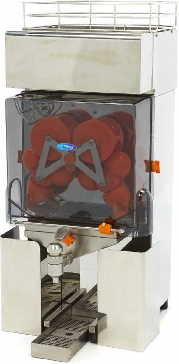 Automatische Supermarkt Citruspers - met Aftapkraan - Automatische Aanvoer - 20 kg Sinaasappel Opslag - 20 tot 25 sinaasappels per min. - RVS - Maxima