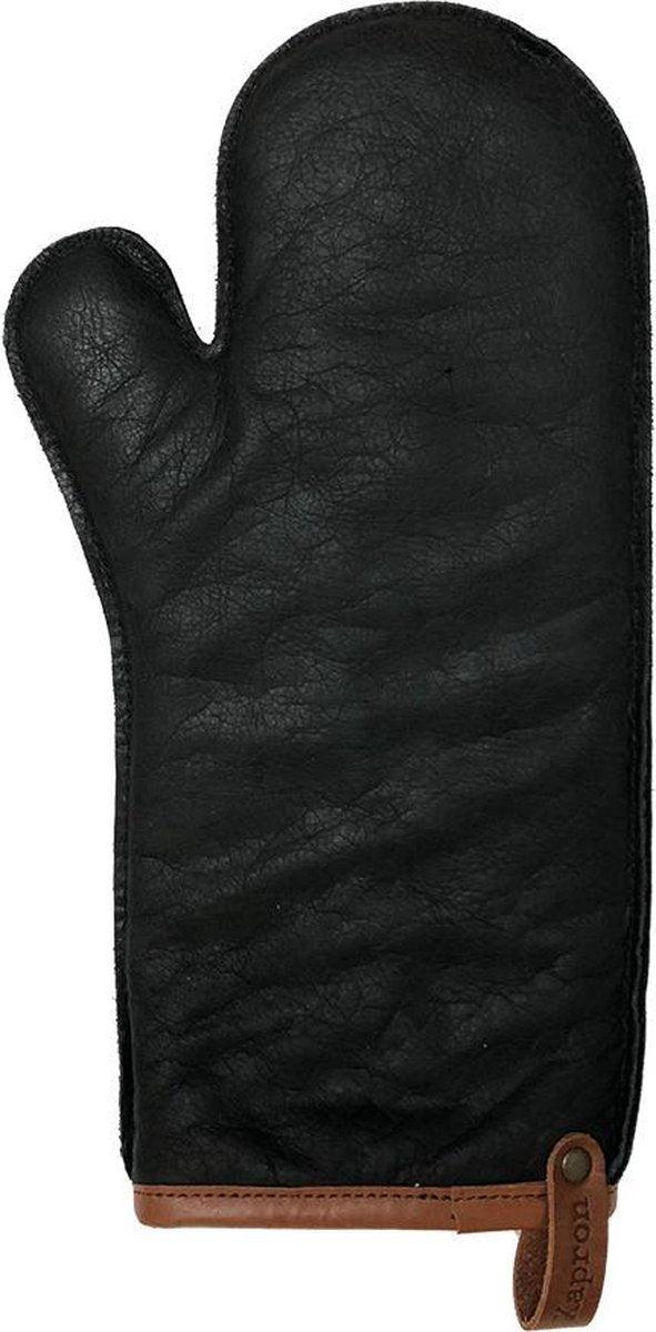 Xapron leren (BBQ) ovenwant Utah XL- kleur Black (zwart)