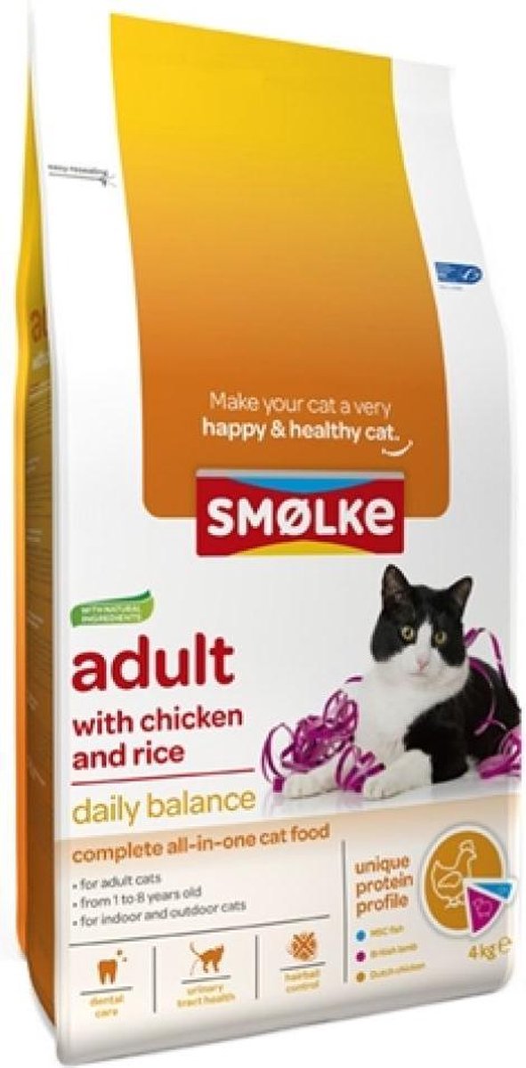 Smolke Adult Kip en Rijst - Kat - Volledig droogvoer - 4 kg