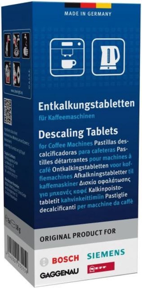 Ontkalking ontkalker espressomachines Bosch Siemens tabletten - 6 stuks - ontkalkingstabletten