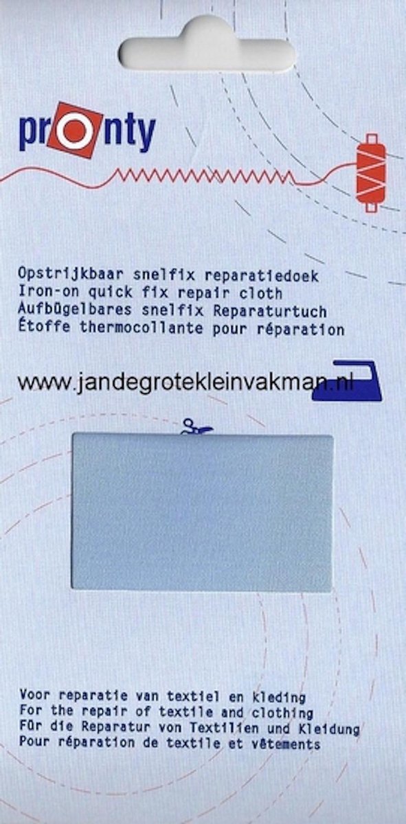 Pronty snelfix reparatiedoek - opstrijkbaar - lichtblauw - licht 11 x 25 cm - blauw - 100% katoen