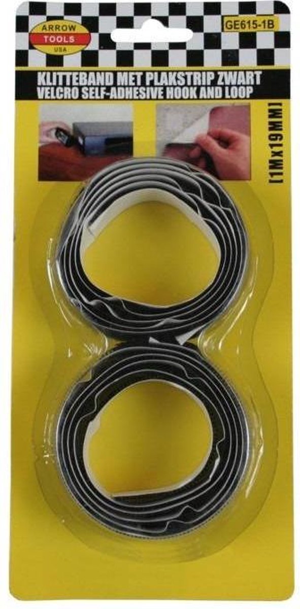 Hofftech Klittenband Zelfklevend Zwart 19mm (1 Meter)