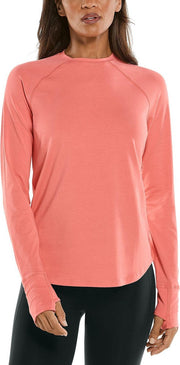 Coolibar - UV Shirt voor dames - Longsleeve - LumaLeo - Perzik - maat XS