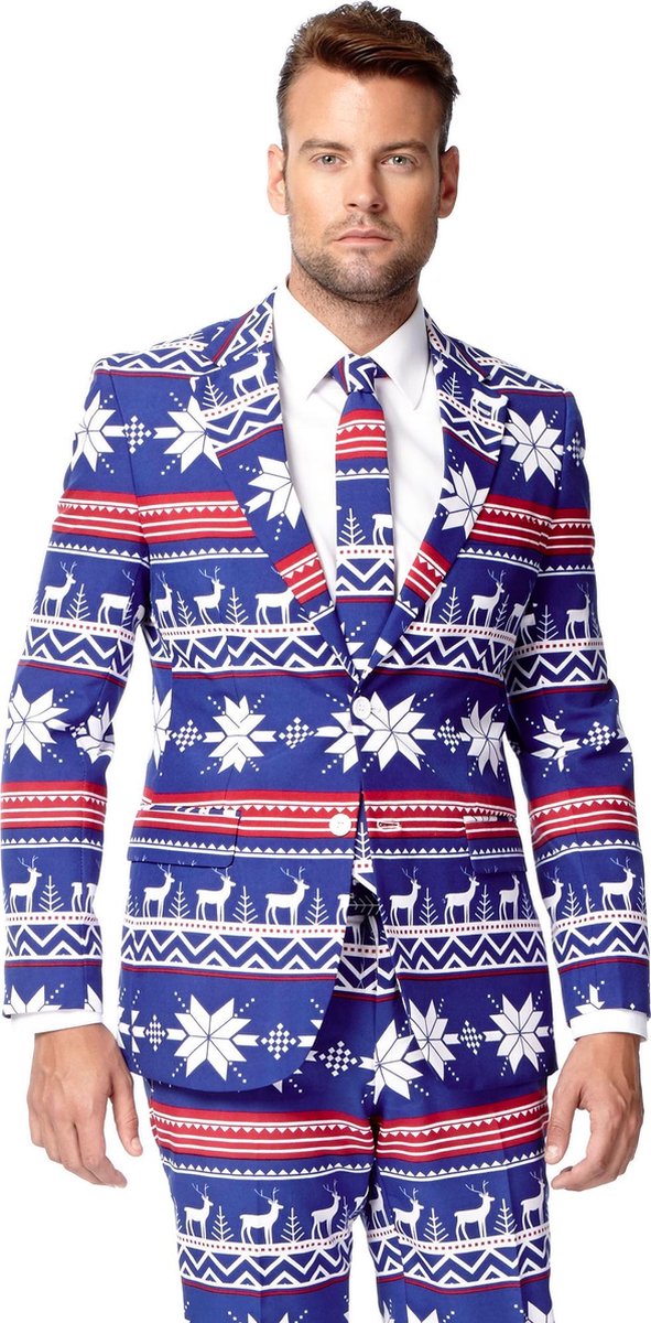 OppoSuits The Rudolph - Mannen Kostuum - Blauw - Kerst - Maat 46