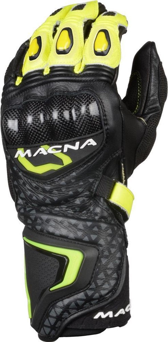 Macna Track R Black Grey Neon Yellow Motorcycle Gloves  2XL