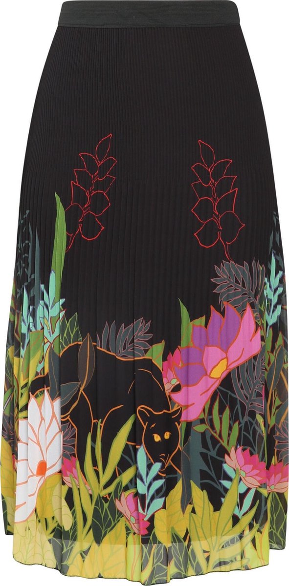 Lange plissérok met luipaardprint