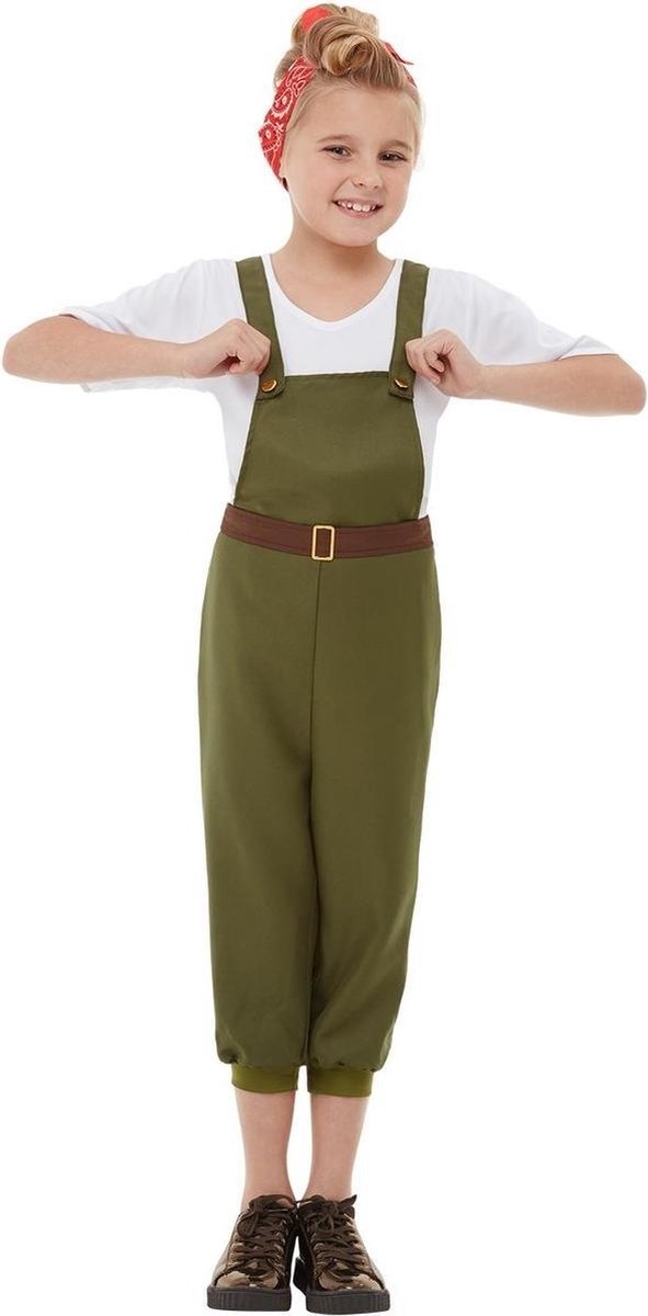 Boeren Tirol & Oktoberfest Kostuum | Stoere Boerenmeid Leger | Meisje | Large | Carnaval kostuum | Verkleedkleding