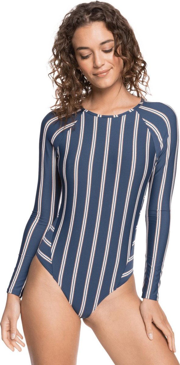 Roxy - UV Badpak voor dames - Longsleeve - Moonlight Splash - Mood Indigo/Wit - maat S
