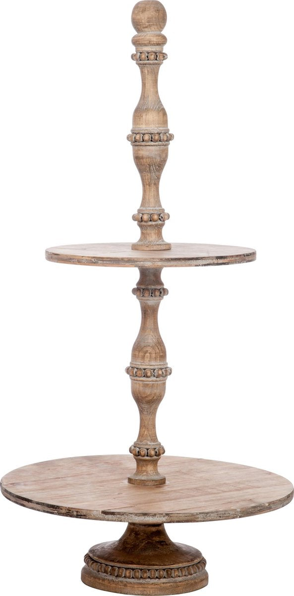 J-Line Plateau Kralen 2 Niveaus Hout Naturel