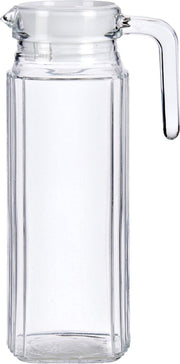 Glazen schenkkan/karaf met deksel 1 liter 12 x 25 cm - Sapkannen/waterkannen/schenkkannen